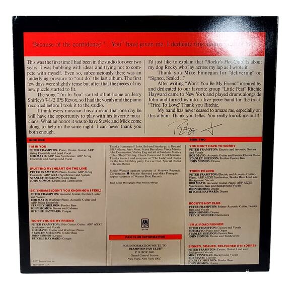 Lot of 3 A&M Vinyl Records Peter Frampton Chris de Burgh 12" 33 rpm Vintage - Picture 9 of 16